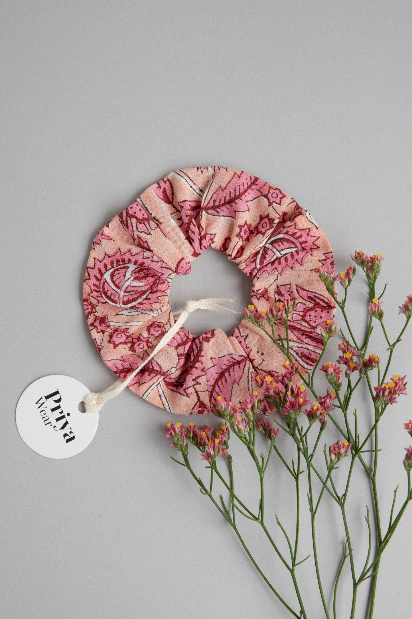Coral hair scrunchie