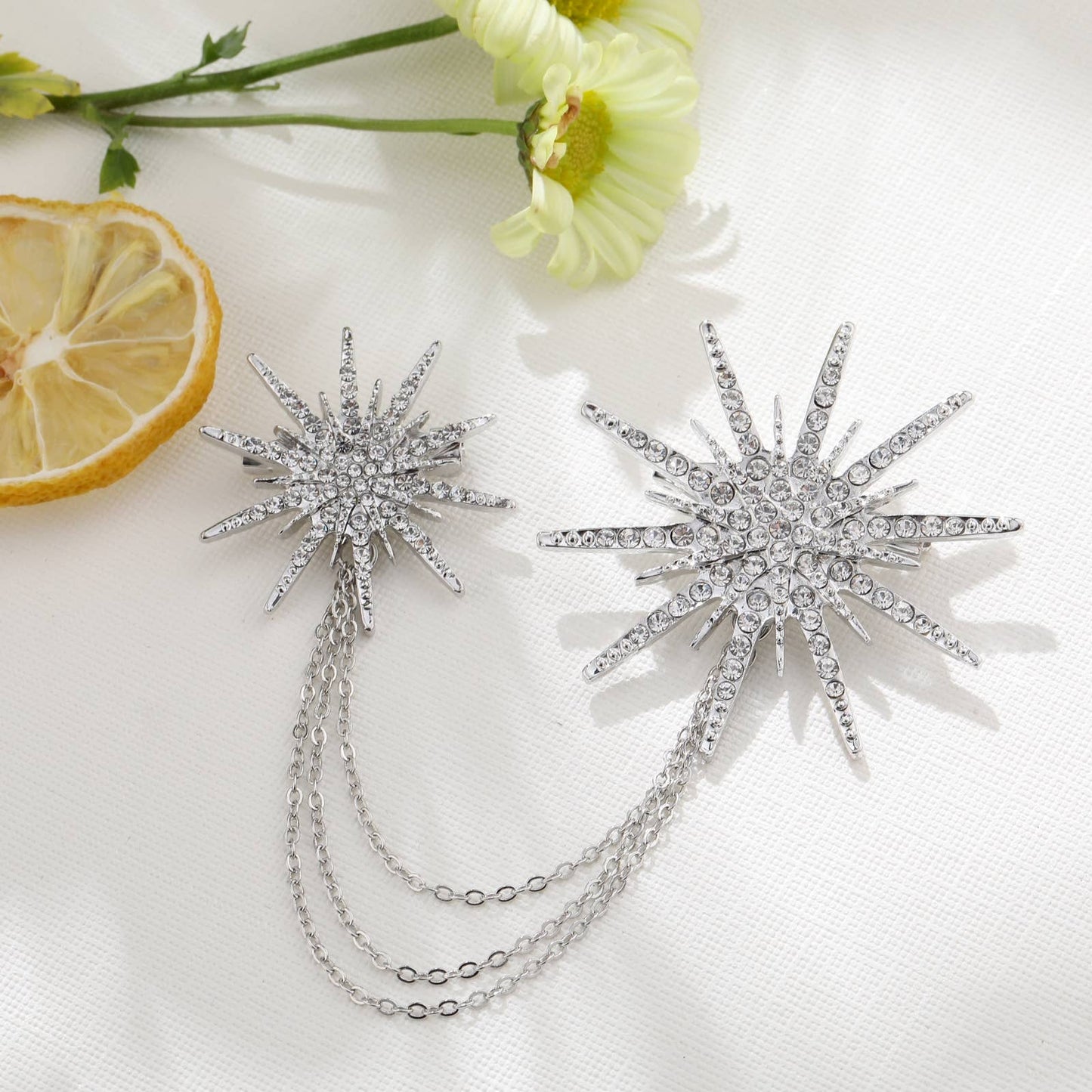 Brooch - double star chain