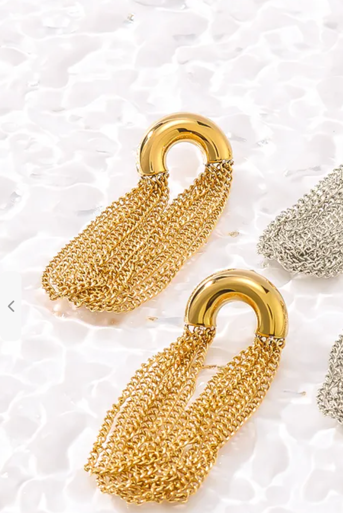 Half moon chain earrings