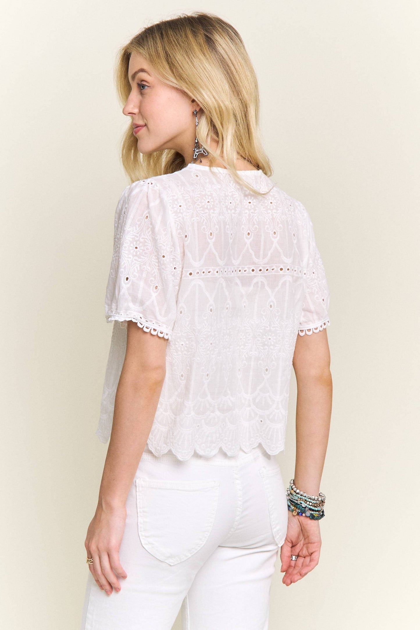 V-NECK EMBROIDERED BOHO BLOUSE- CET4209