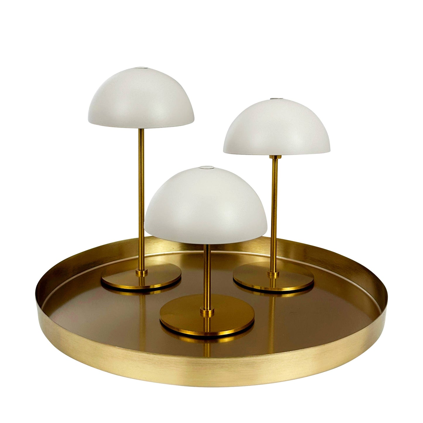 Along sets with 3 + tray Beige/Brass