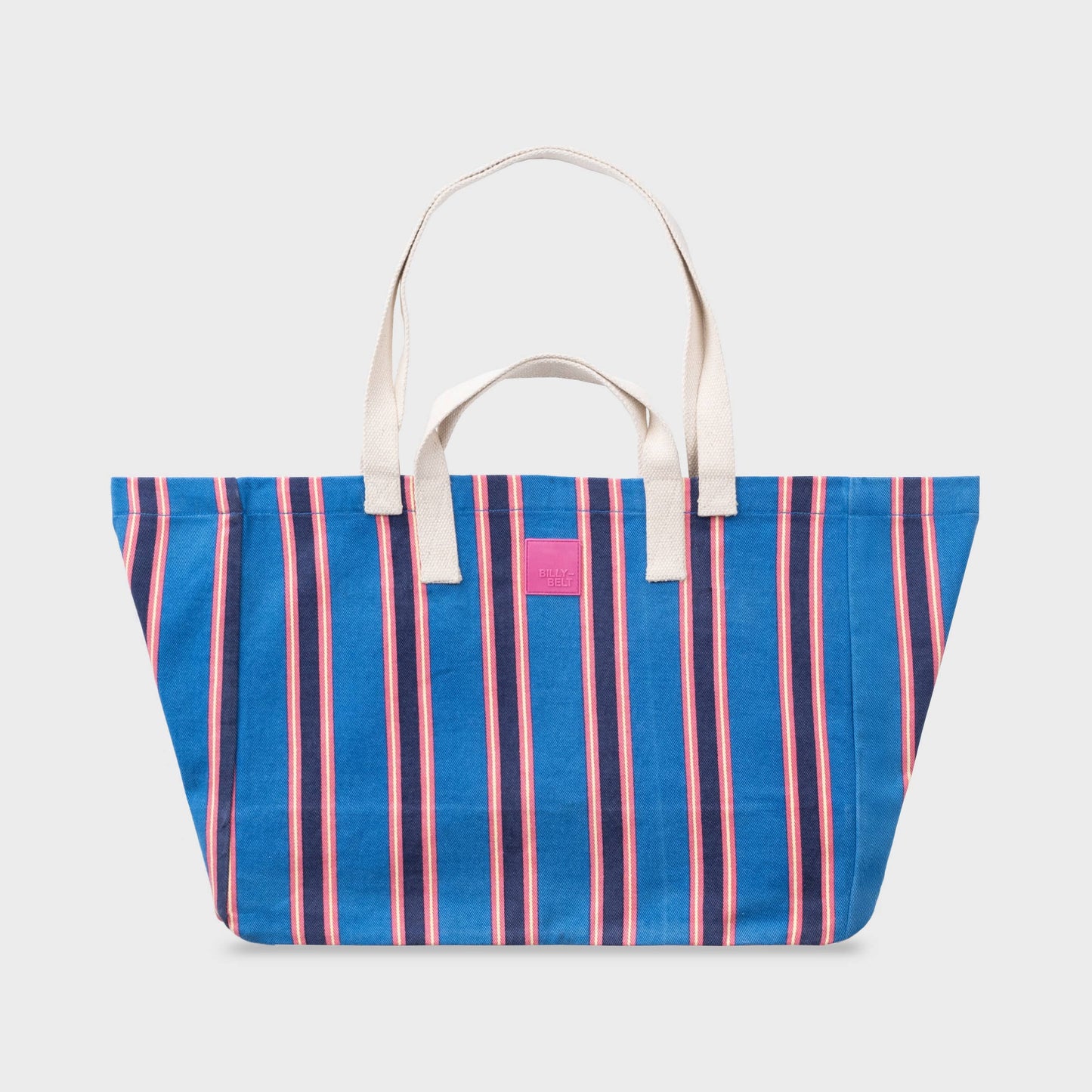 100% organic cotton tote bag - Striped, blue