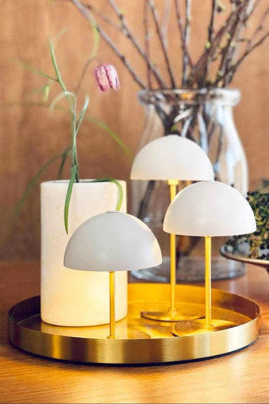 Along sets with 3 + tray Beige/Brass