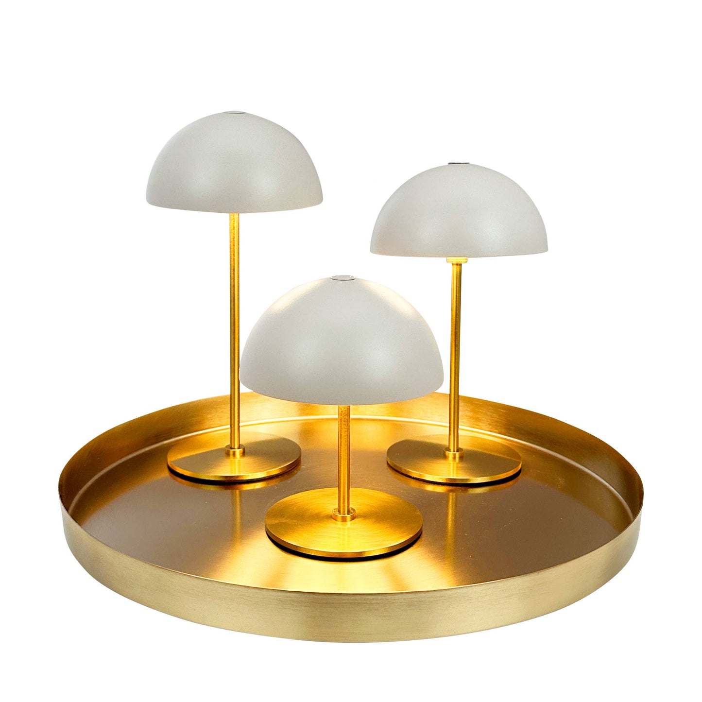 Along sets with 3 + tray Beige/Brass
