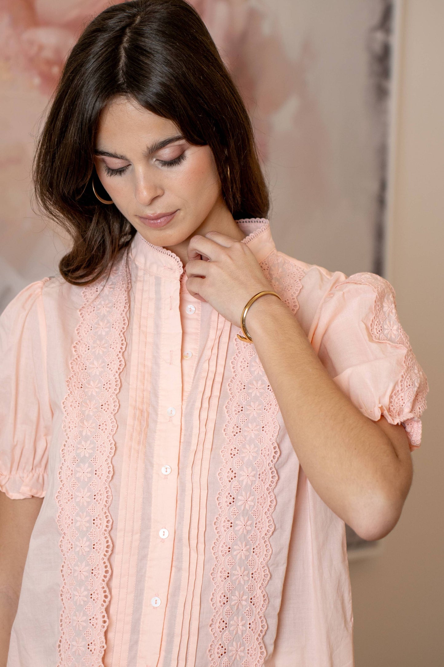 Katrin- Short sleeve cotton blouse
