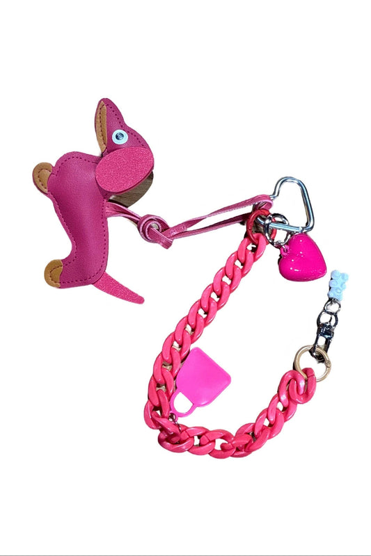 HANDBAG CHARM Pink dog