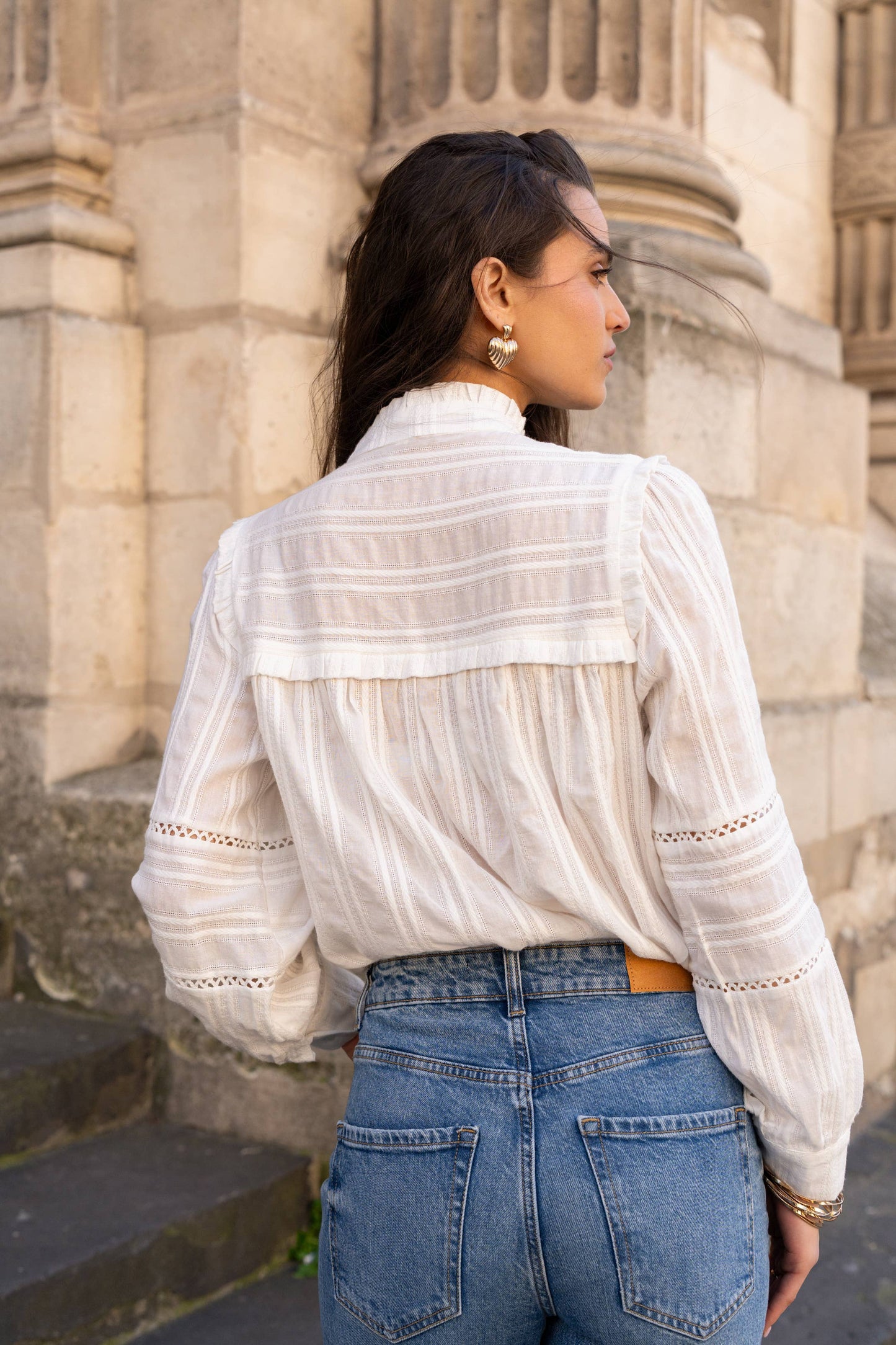 Cotton shirt with openwork details - ALIZEE 9189