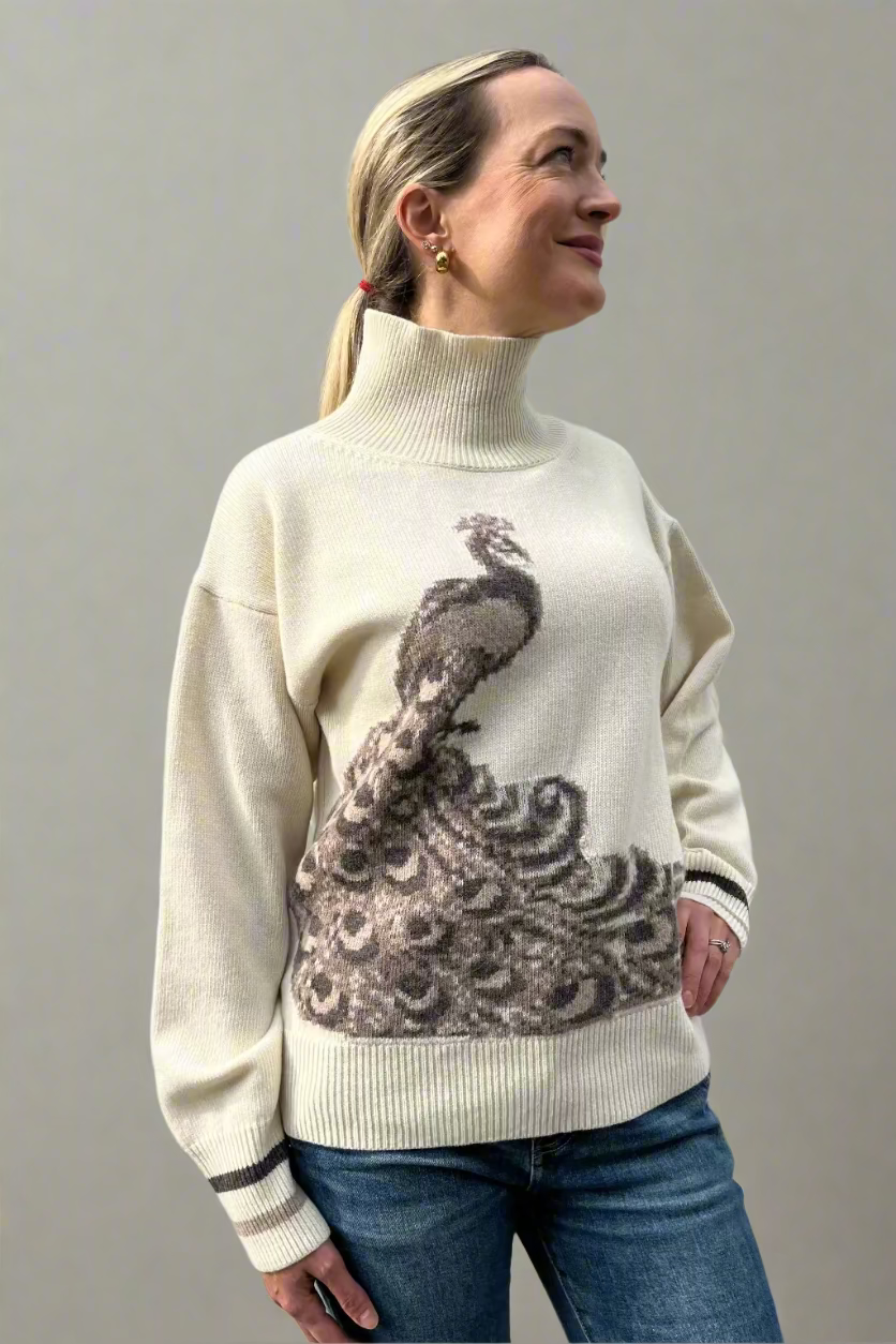 Peacock sweater OATMEAL