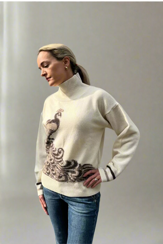 Peacock sweater OATMEAL