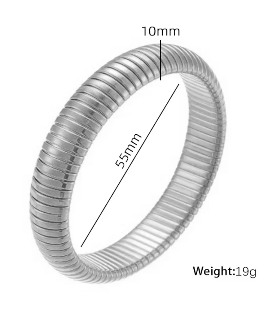 Elastic bracelet 10 mm silver-5 diagonal