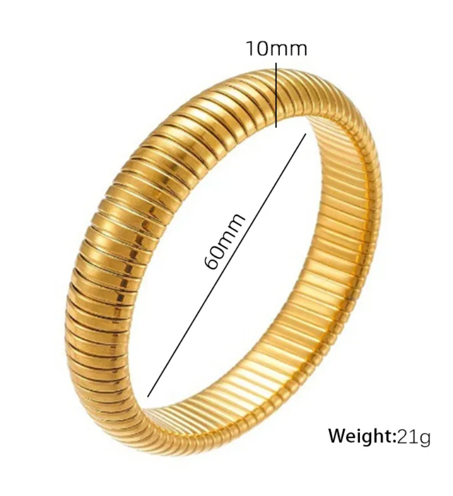 Elastic bracelet gold 10 mm. 6 diagonal