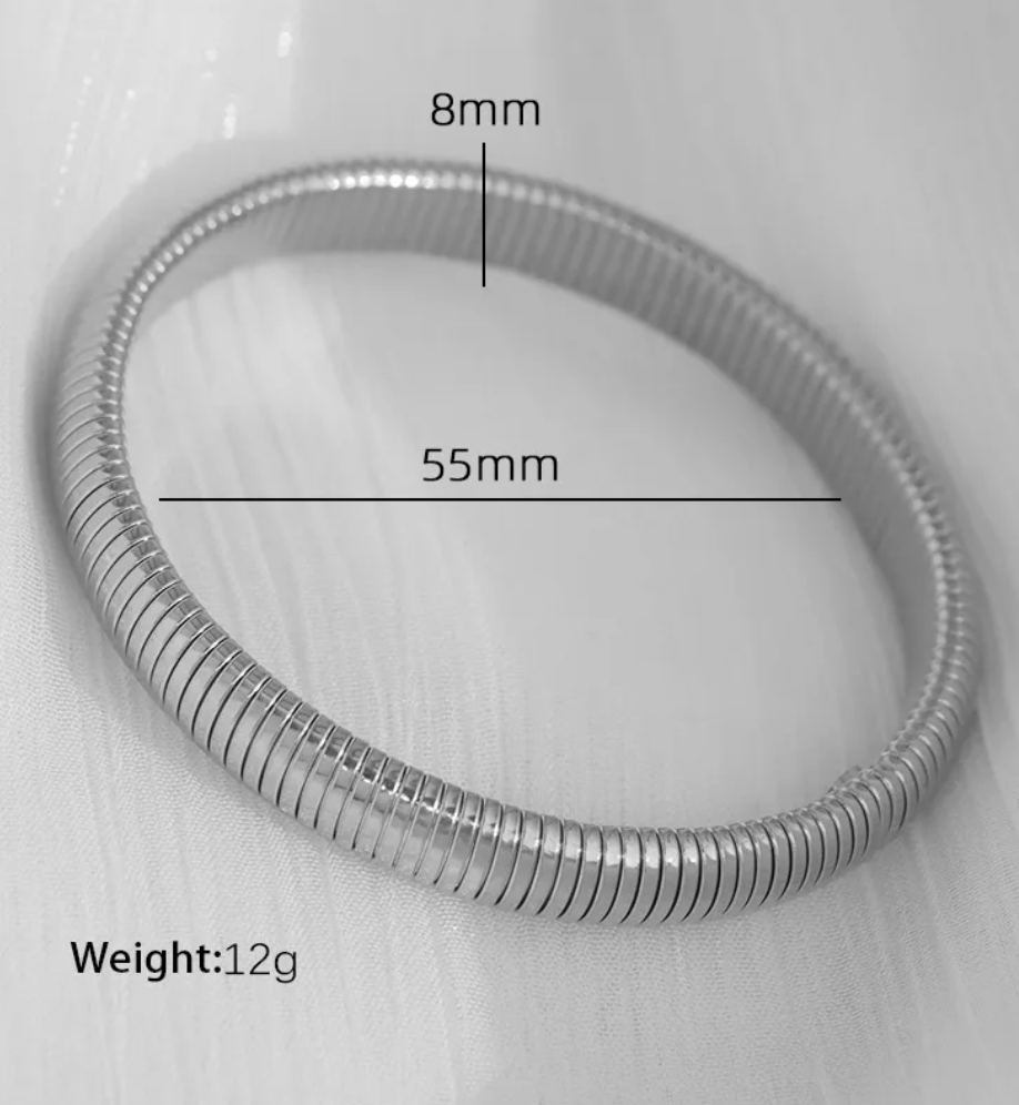 Elastic bracelet 8 mm silver-5 diagonal