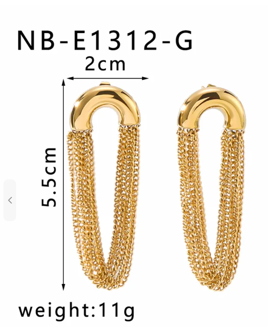 Half moon chain earrings