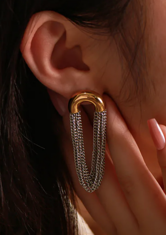 Half moon chain earrings