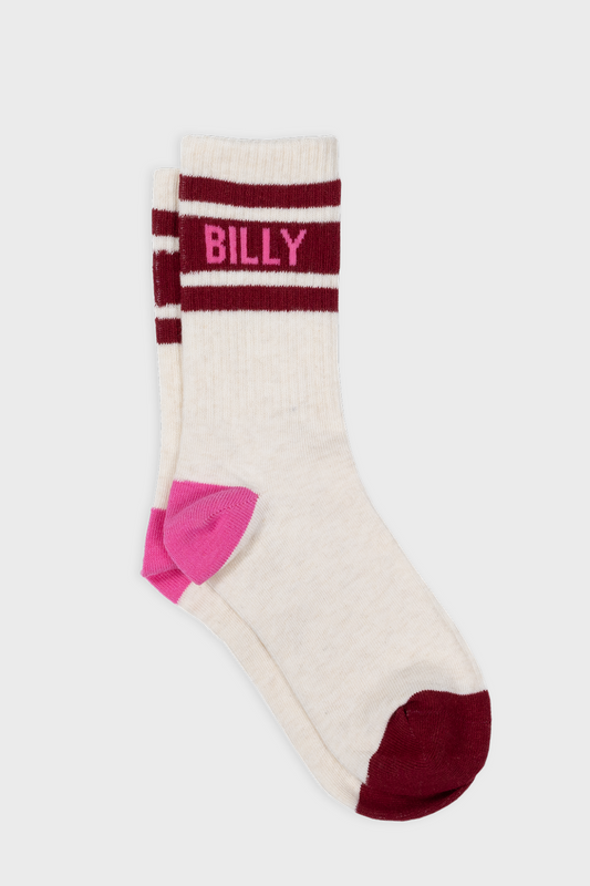 Ecru Tennis Socks, Bordeaux Striped