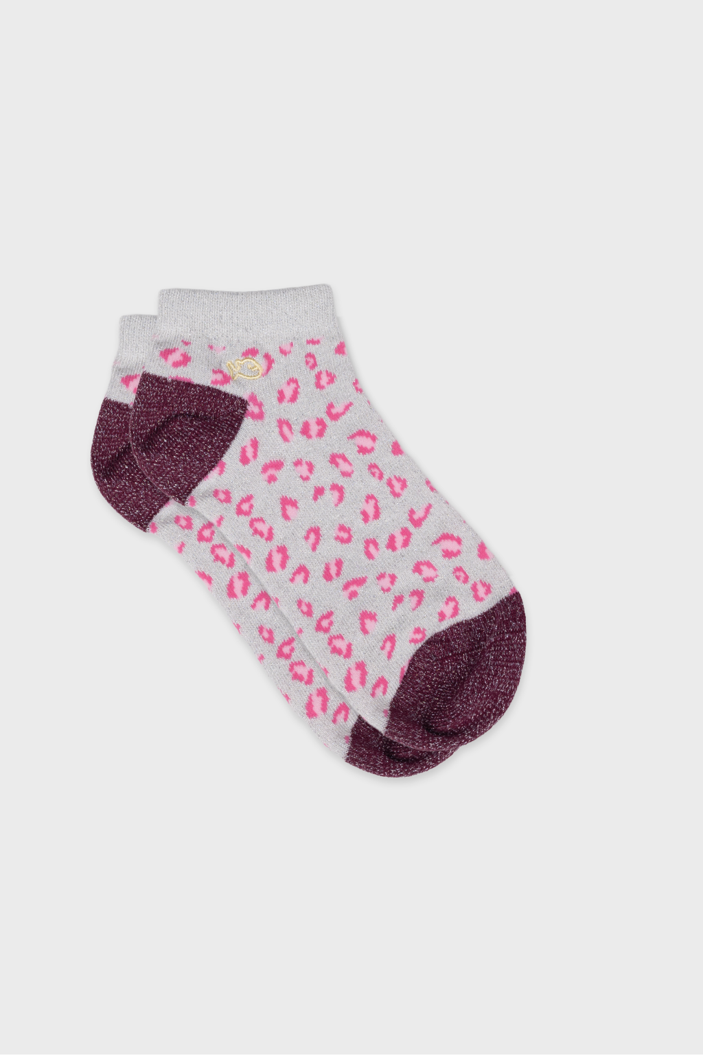 Sparkly Combed Cotton Leopard Pattern Ankle Socks