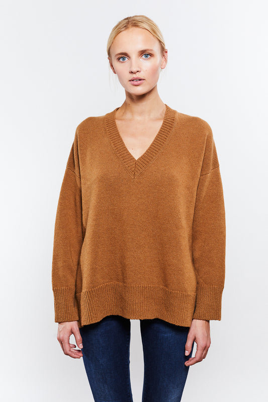 Phoebe V-neck Sweater Camel